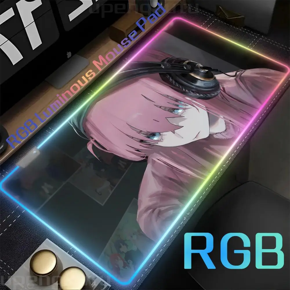 Valorant Mouse Pad Floor Bocchi_The_Rock mats Holiday gifts RGB Non-Slip Rubber Kawaii Popular desk Edge locking mouse mat