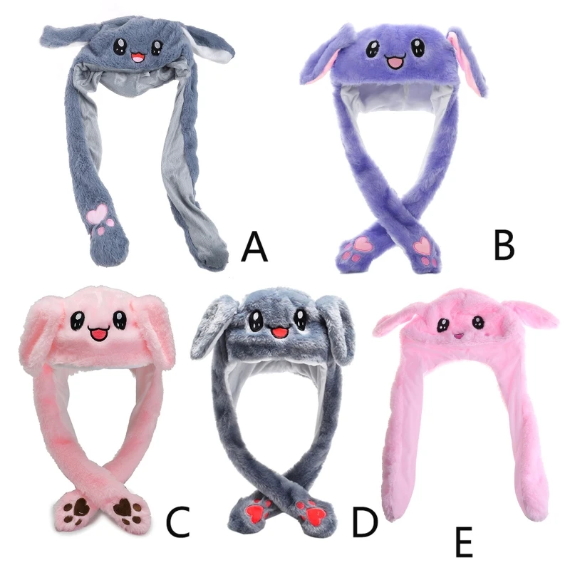 

Funny Hat Women Men Kids LED Glowing Cap Cute Moving Jumping Rabbit Ears Plush Toy Headdress Holiday Party Costume