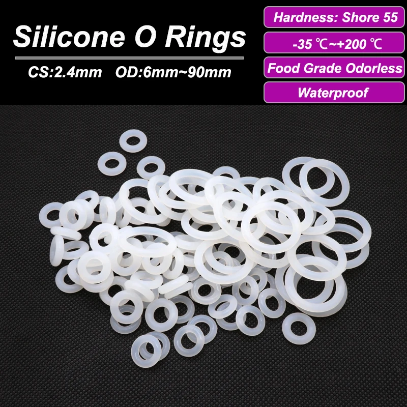 

10/50 шт. белая силиконовая уплотнительная прокладка VMQ CS 2,4 мм наружный диаметр 6 ~ 90 мм пищевая водонепроницаемая шайба нетоксичное уплотнительное кольцо из силиконовой резины