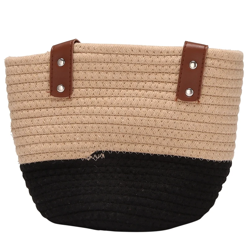 

Настенная Корзина из хлопчатобумажной веревки с ручками, корзина-органайзер из ткани для цветочных растений, игрушек