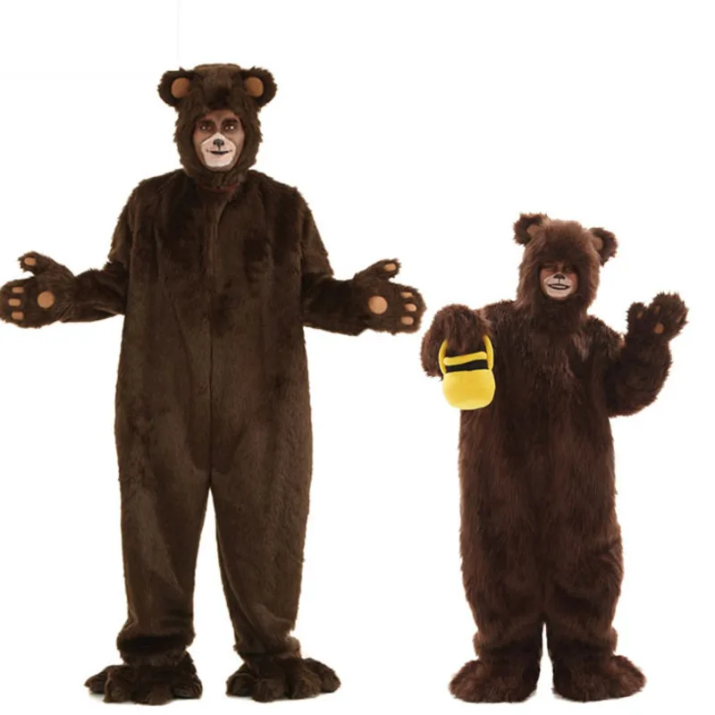 

Костюм для косплея на Хэллоуин для детей и взрослых, комбинезон в виде медведя, коричневого медведя, одежда для родителей и детей