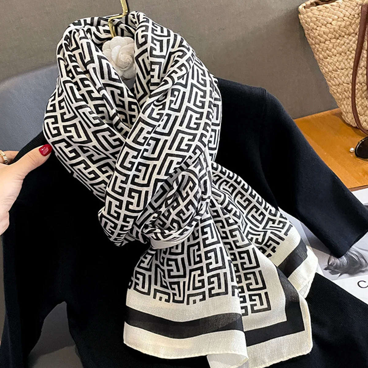 Женский весенний шарф Роскошный дизайнерский хлопковый гладкий мягкий женский