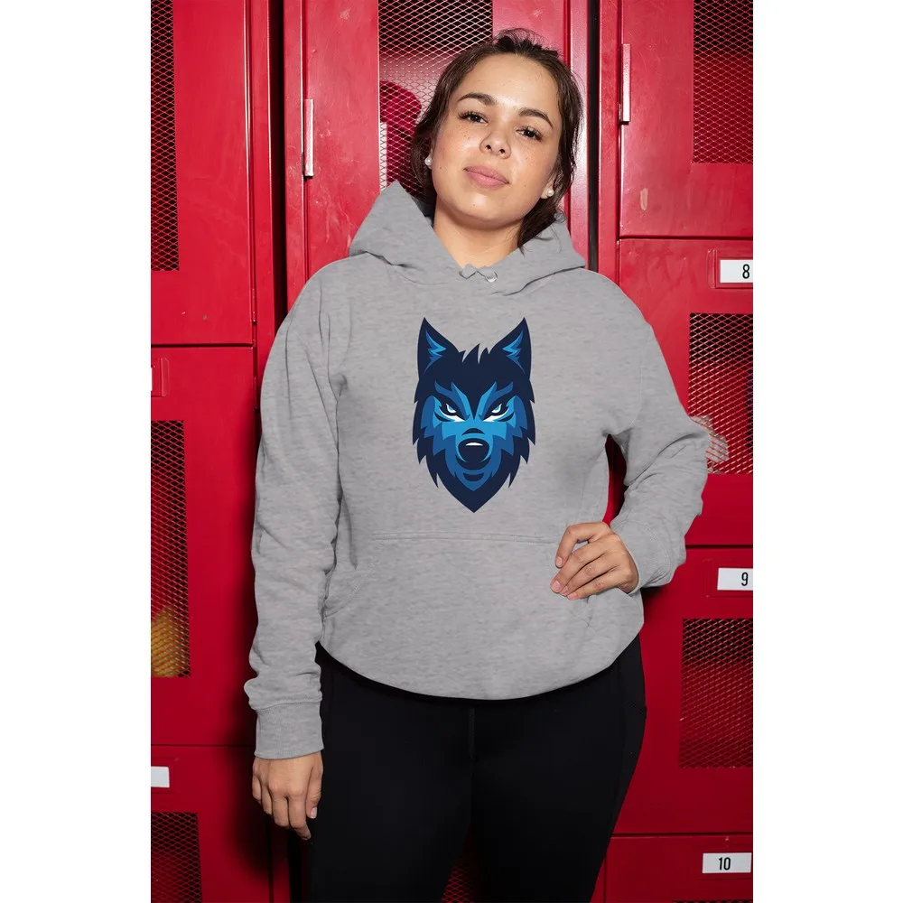 

Женская толстовка с капюшоном Dorlie Wear Blue Wolf Gray