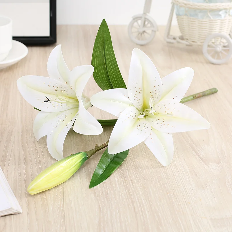 

42cm two flowers and one bud single lily fake flower DIY home outdoor hotel garden balcony wedding decoration simulation flower