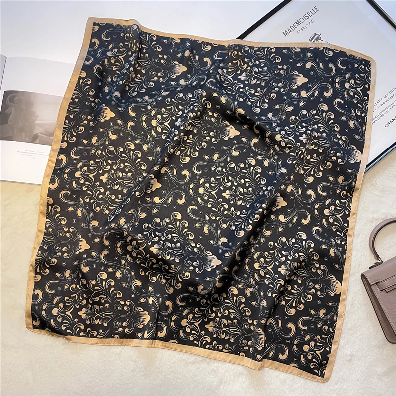 Платок Шелковый женский квадратный с принтом для пляжа шаль головной платок