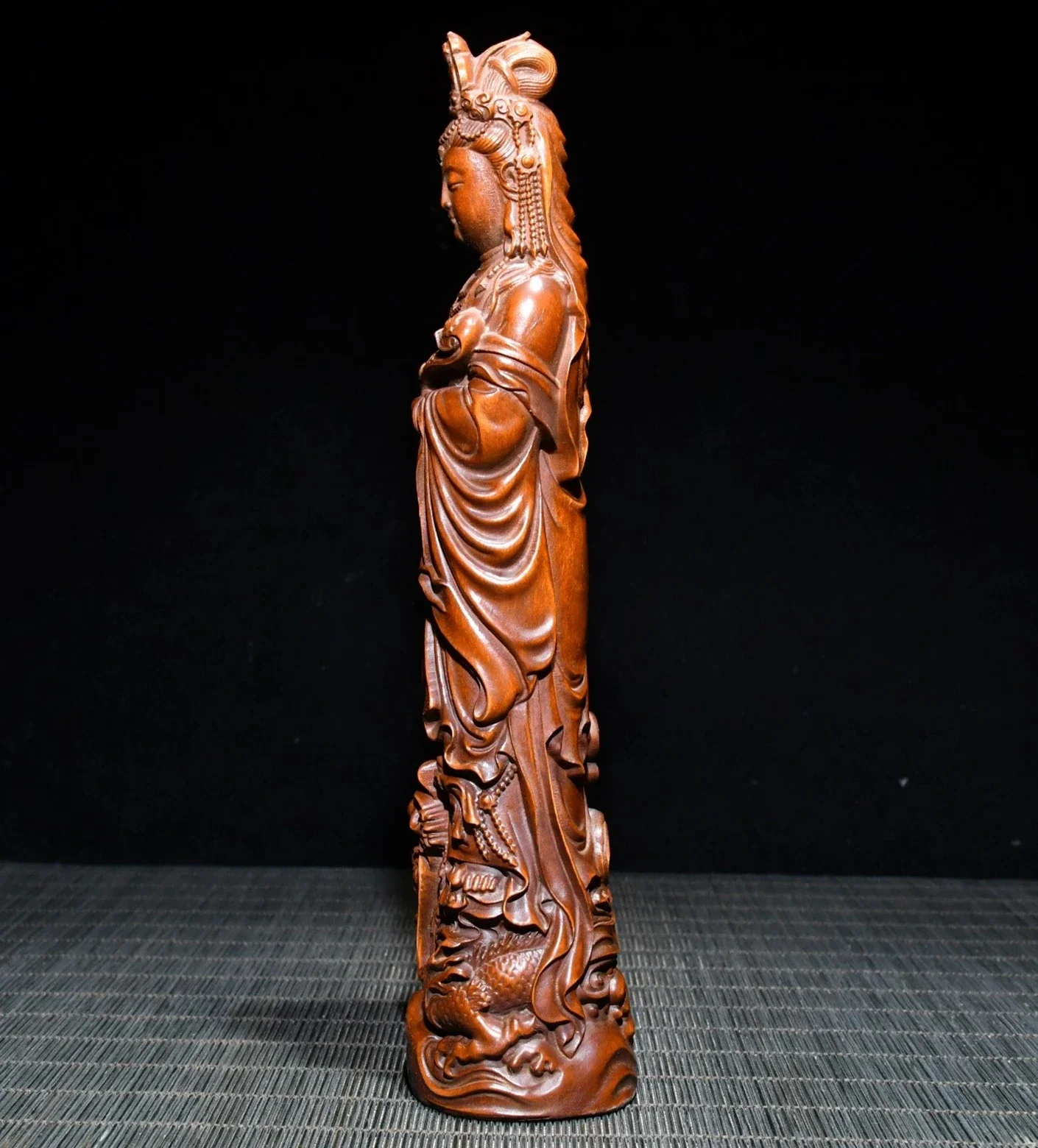 Китайские антиквариат винтажные резные изысканные статуи Дракона Кван Инь