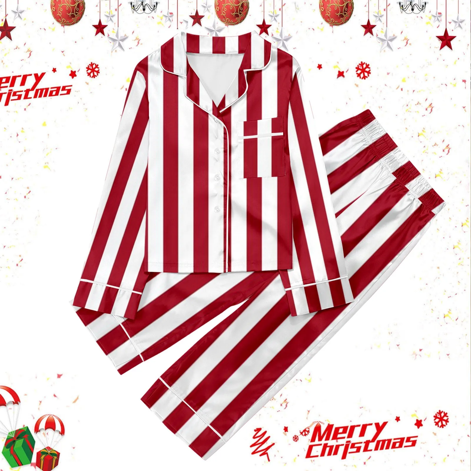 Детский рождественский атласный пижамный комплект для девочек топ с короткими