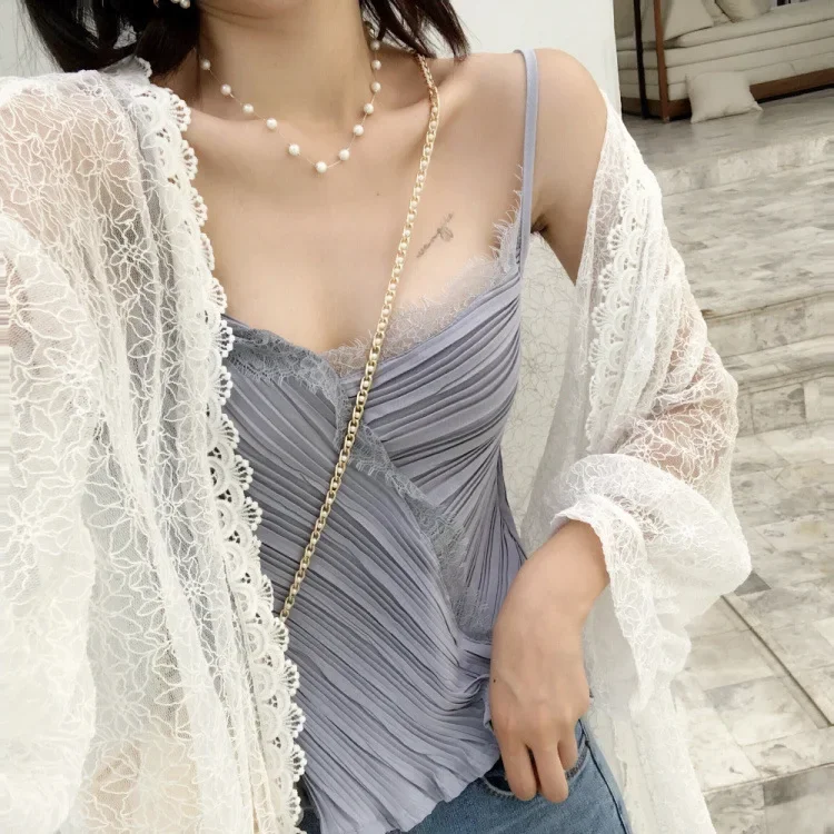 Лето 2019 новая богемная кружевная рубашка средней длины тонкий кардиган