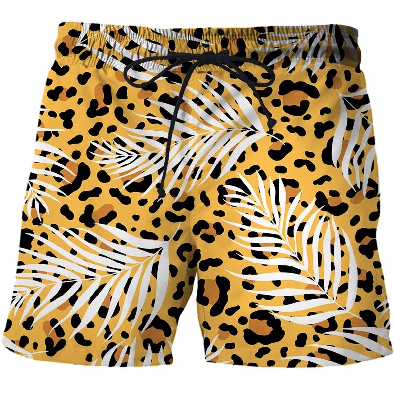 Fashion New Sports Shorts 3D-Printed Leopard Pattern Beach Shorts Quick Dry Pants Swimsuit Men's Casual Shorts XXS-4XL