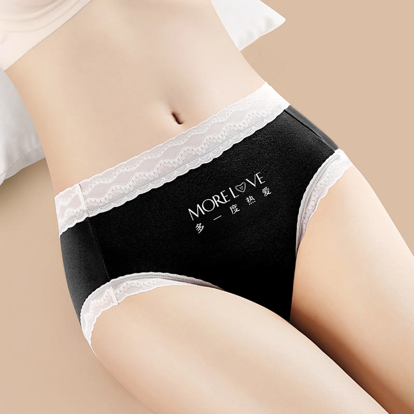 

1/2pcs Women's Cotton Underwear Mid Waist Soft Panties Stretch Underpants Sexy Letter Print Comfortable Breathable Women Briefs