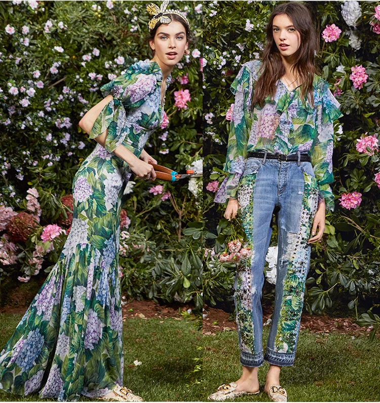 Зеленая ортензия натуральный шелк шифон плюшевая тканьдля платья ткани тюль