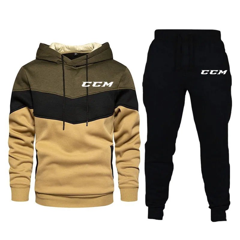 Mens Tracksuit Set Autumn Winter Fashion Long Sleeve Hoodies and Sweatpant 2PCS Suits Casual Hooded Sweatshirts Jogging Suits