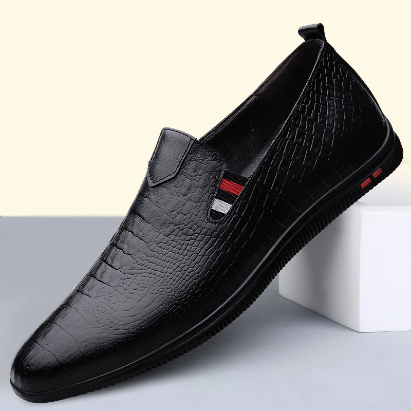 

Men's Genuine Leather Casual Shoes 37-46 Luxury Leather Soft Anti-slip Rubber Loafers Shoes Man Casual Real Leather Shoes 2022