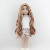 fashion brown gold classic 18 inch american doll hair wig long curly hair diy doll accessories high resistant wavy wig