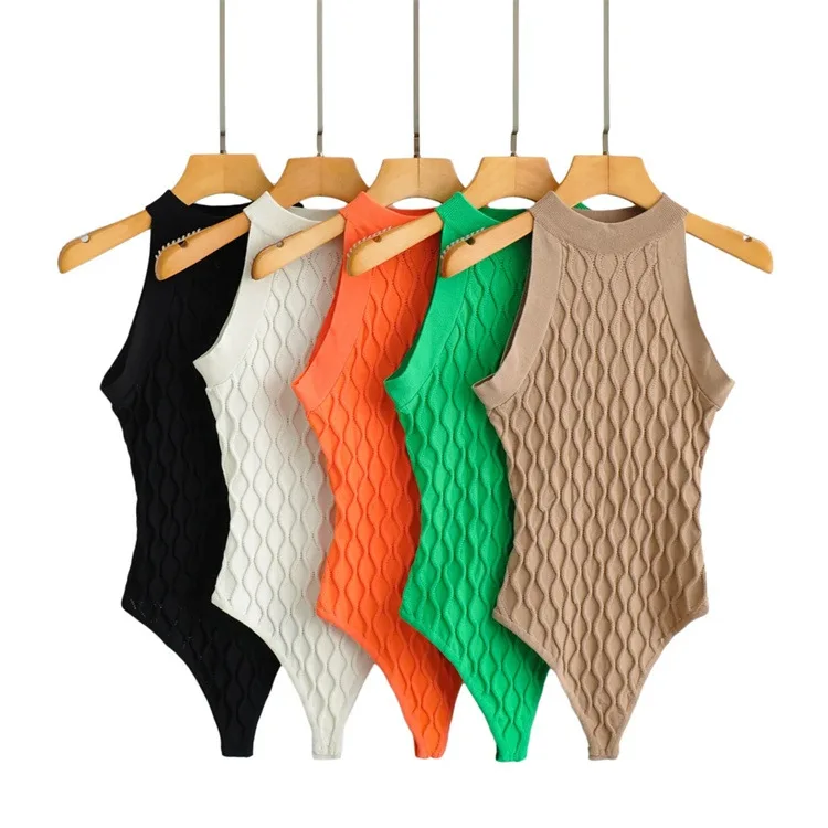 

Летние сексуальные однотонные женские боди без рукавов с круглым вырезом 2022