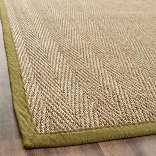 

Fiber Maisy Border Seagrass Runner Rug, Natural/Olive, 2'6" x 6'