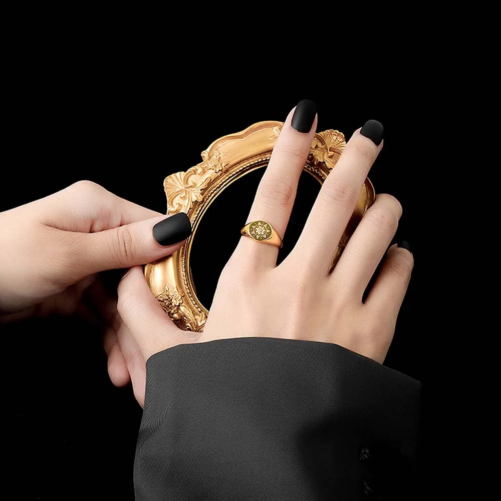 

Girls European and American Diamond Compass Women Finger Rings Fashion Jewelry Copper Open Ring