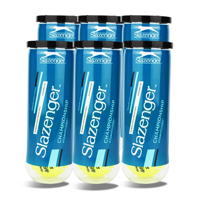 6 Tubes Tennis Balls Slazenger Championship with 3Pcs Grip Tapes Natural Rubber Pressurized Wimbledon Training Tennis Balls