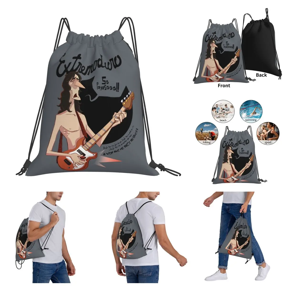 

VILLA -blog- Jordi Villaverde Extremoduro Drawstring Bags Gym Bag Funny Backpack Humor Graphic Rucksack