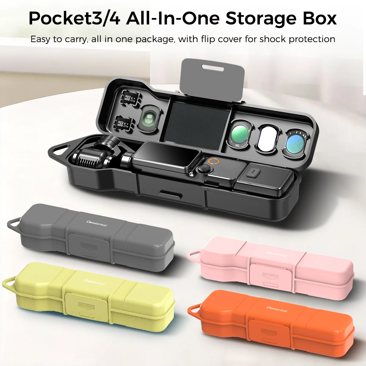 Фото Универсальный жесткий чехол для DJI Osmo Pocket 3 и Pocket 4 с защитной пленкой и магнитными слотами для фильтров, портативный кейс для переноски №1