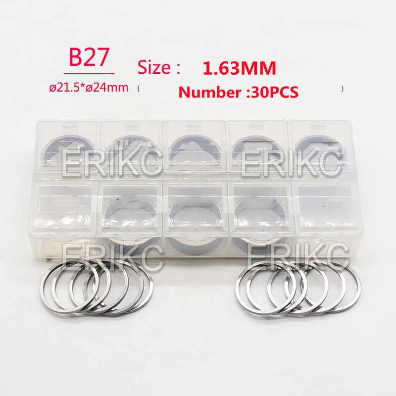 

ERIKC B27 РАЗМЕР 1,60 мм-1,69 мм дизельное топливо Регулировочные прокладки Форсунки 30 шт. 1,61 мм 1,62 мм 1,63 мм 1,64 мм 1,65 мм 1,66 мм