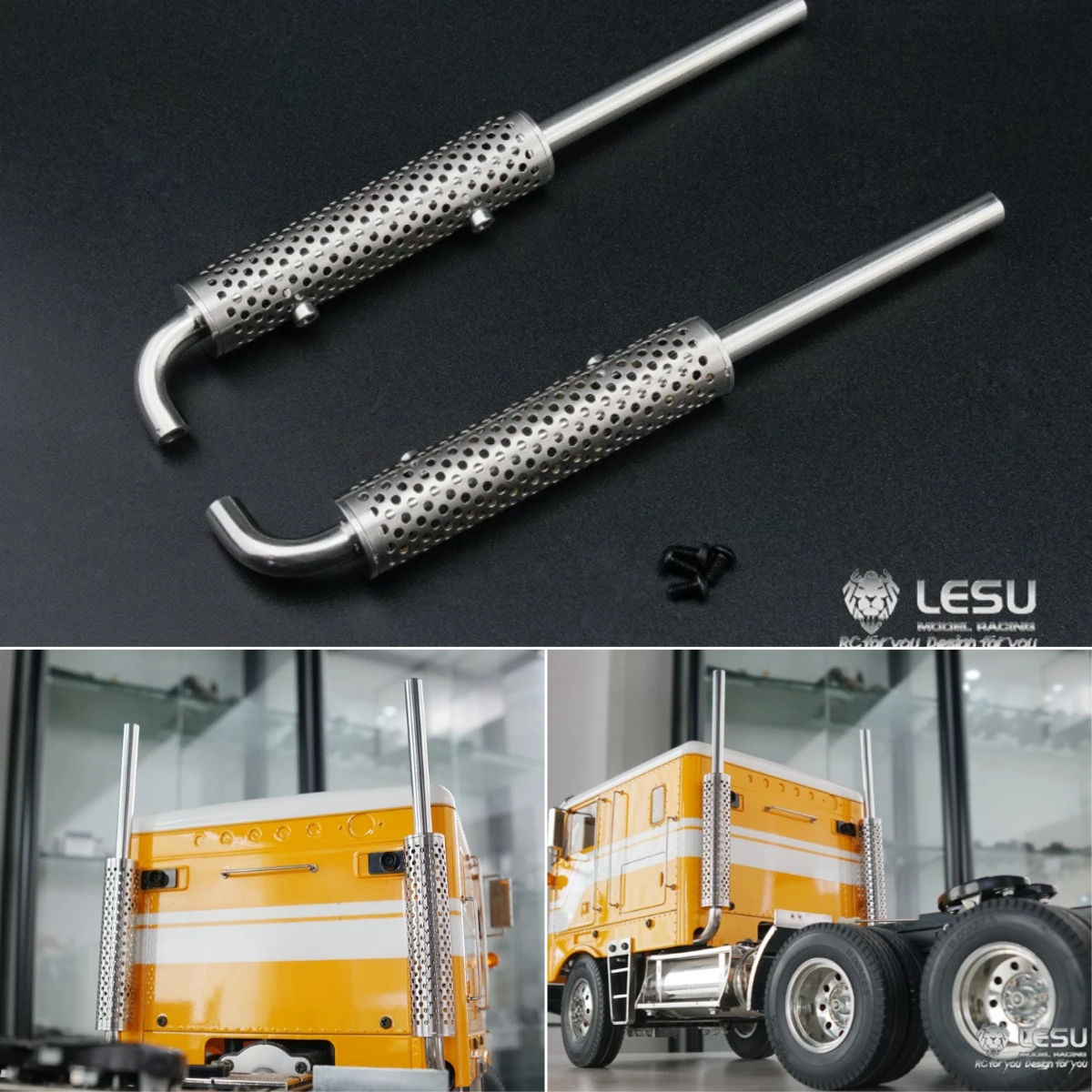 1/14th LESU металлическая выхлопная труба для RC TAMIYA King Hauler Grand Globe Liner трактор грузовик