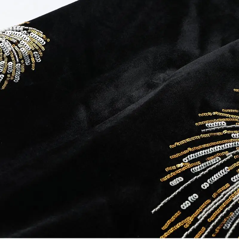 Ретро фейерверк шаль с вышивкой модная черная бархатная накидка пальто