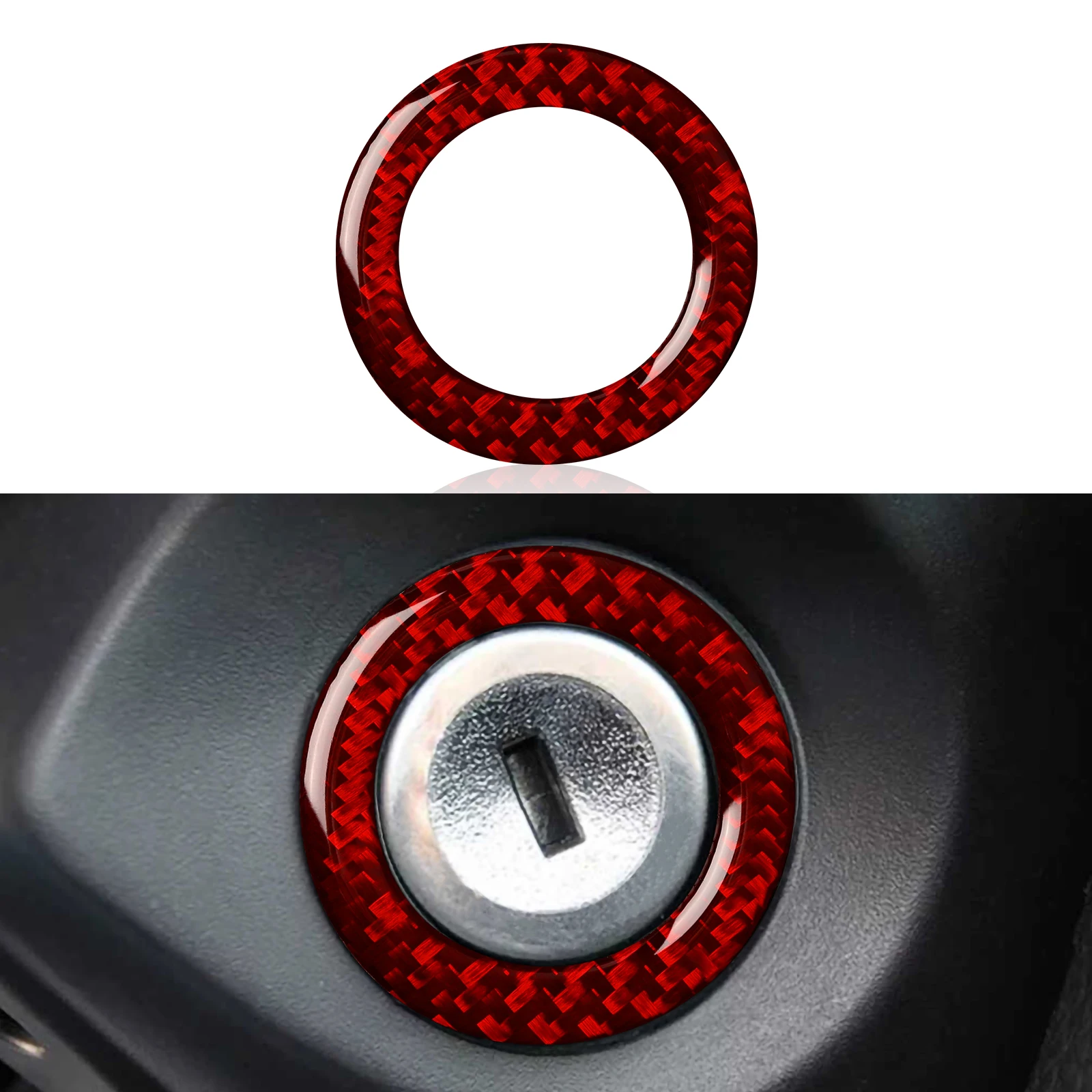 

Car Engine Start Stop Ignition Key Ring Sticker Decal Carbon Fiber Interior Trim Cover for Ford Mustang 2009-2014 Accessories