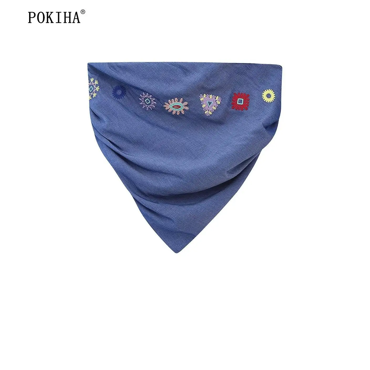 

Pokiha New Fashion Women Backless Floral Embroidery Strapless Sleeveless Blouses Sexy Slim Crop Tops Summer Chic Female Corset