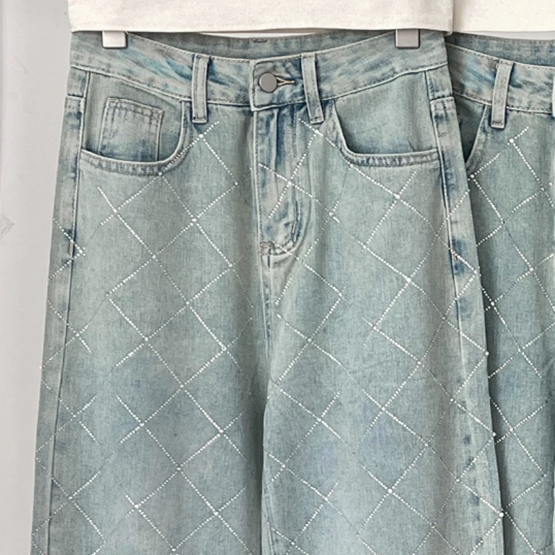 Джинсы с ромбическими стразами женские весенние новые универсальные
