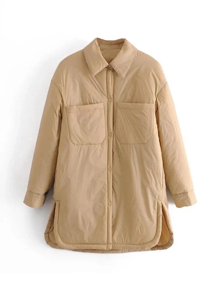 

2022 New Armygreen Outerwear Coats Long Sleeve Khaki Coat Women's Shirts Jackets Thin Parka Oversize Shirt Coats Femme Coat