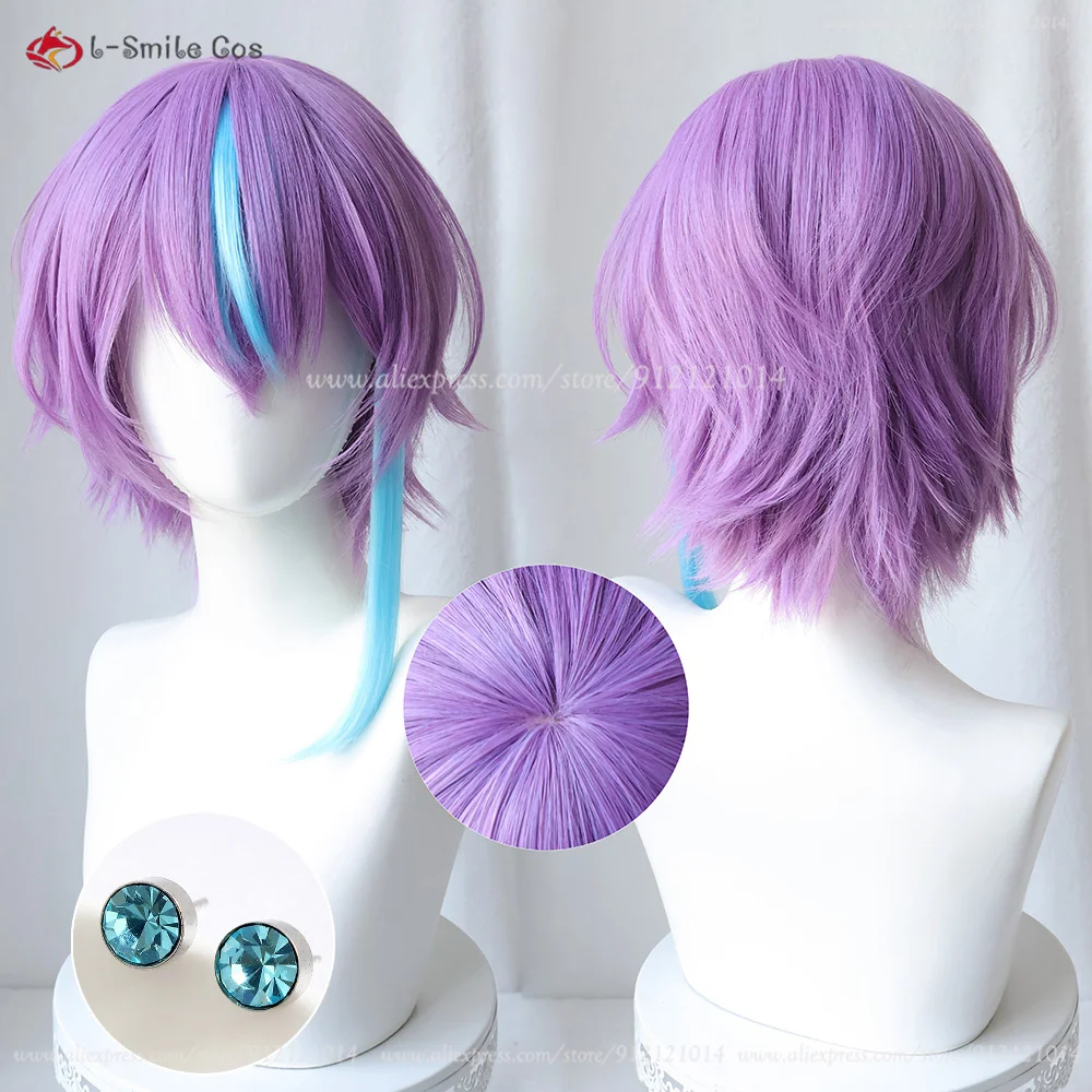Парик для косплея аниме Kamishiro Rui 35 см фиолетовый синий короткие парики парик