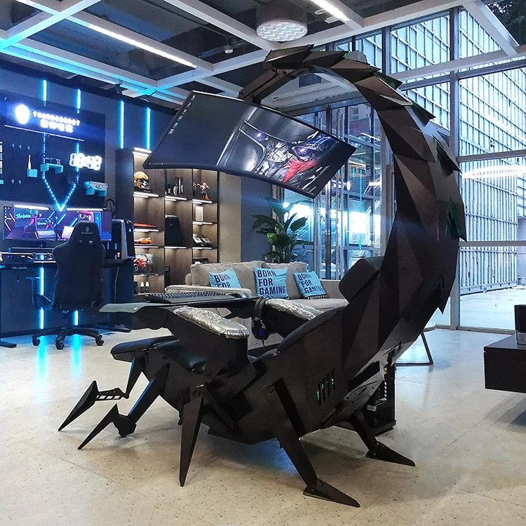 Фото Роскошное геймерское кресло-кокпит Cluvens Scorpion с автоматическим механизмом наклона и функцией невесомости для компьютера и работы №5
