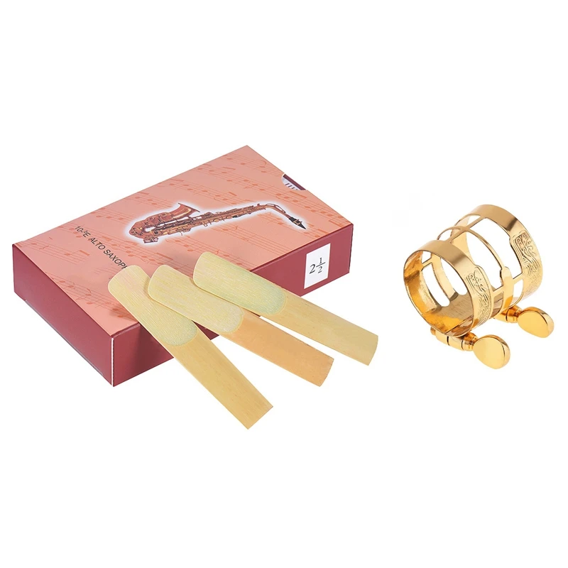 

10Pcs/ Box Eb Alto Saxophone Reeds Sax Reeds With New Carved Metal Ligature Clip
