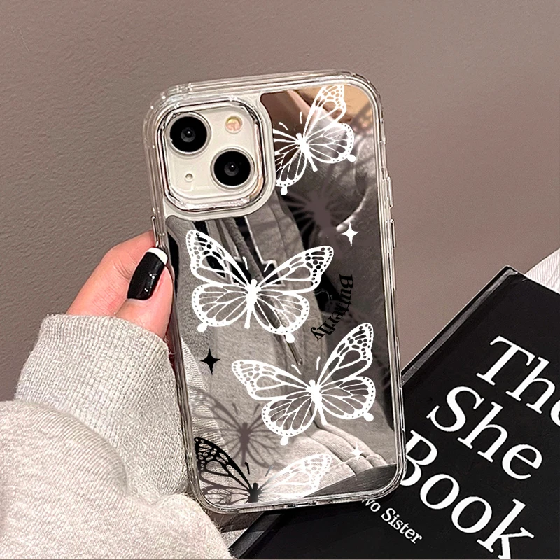 

Fashion Butterfly Makeup Mirror Phone Cases for iPhone 13 Case iPhone 11 12 13 14 Pro Max X Xs XrMax Soft TPU Plating Back Cover