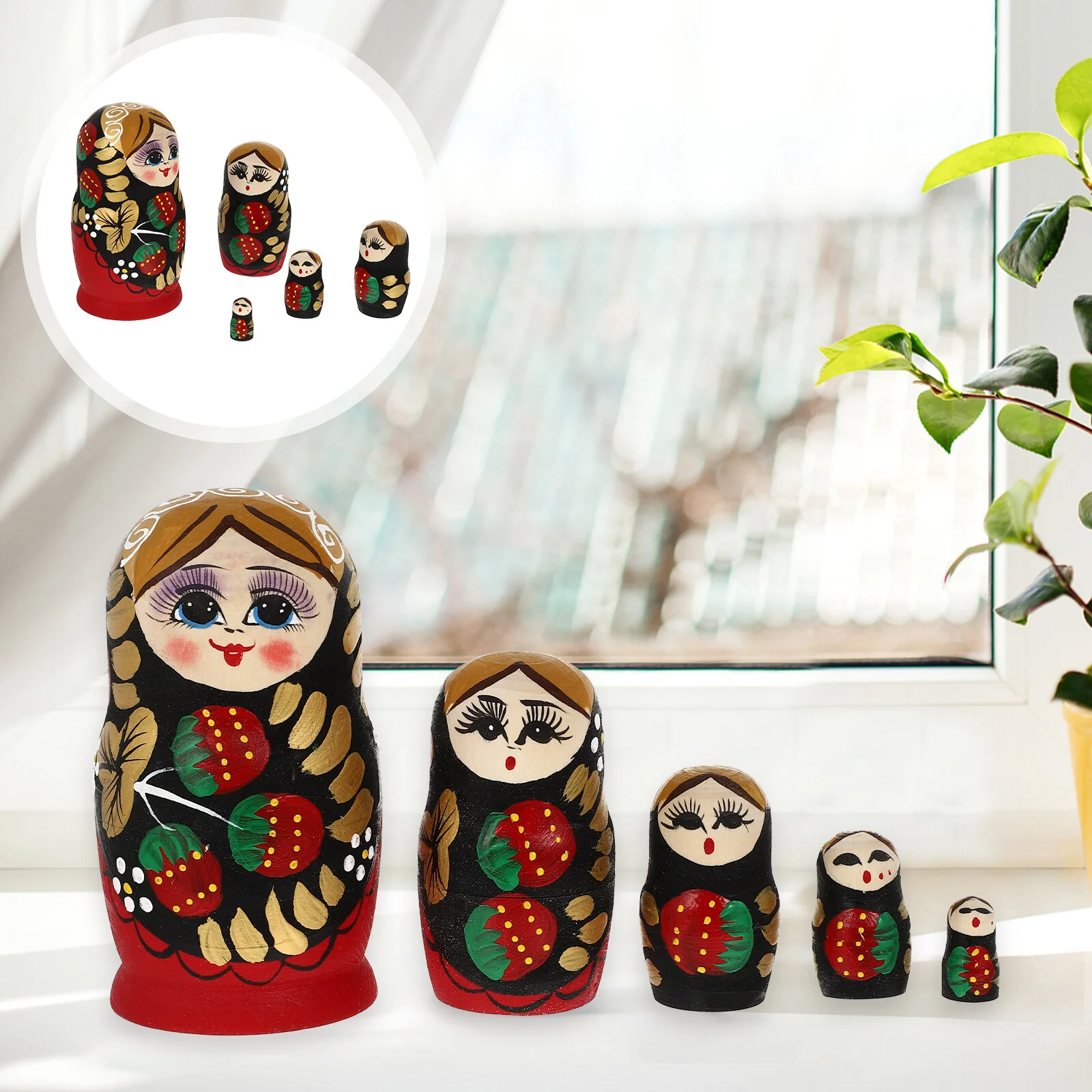

5 Pcs Girl-pattern Matryoshka Girl-pattern Matryoshka Matryoshka Toddler Toys Wood Dolls Wooden Nesting Household