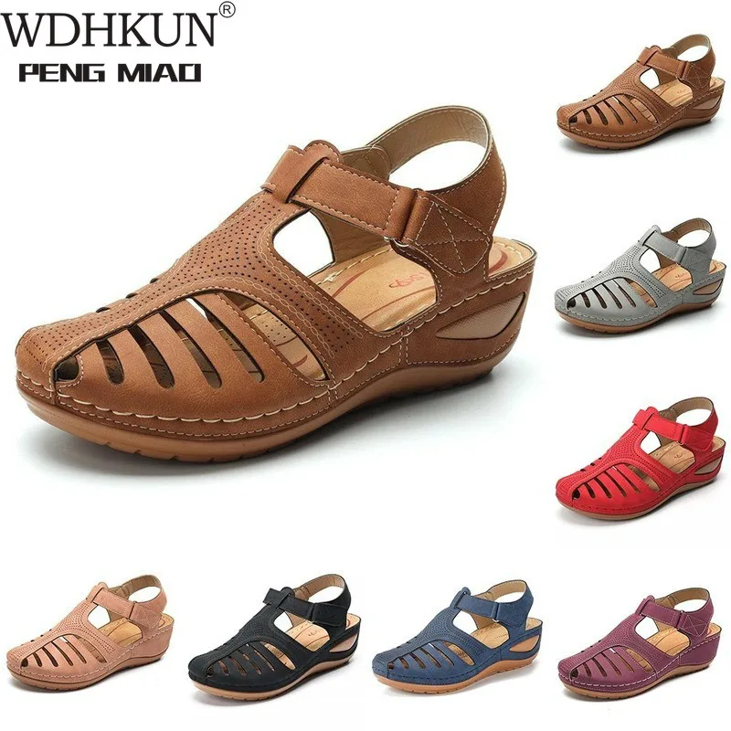 

Сандалии женские с круглым носком, мягкая пляжная подошва, удобные босоножки с вырезами на щиколотке, лето 2020