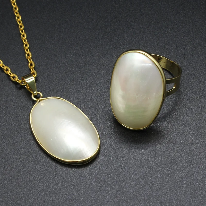 Овальный кулон в виде ракушки Mabe для женщин ожерелье сделай сам натуральный
