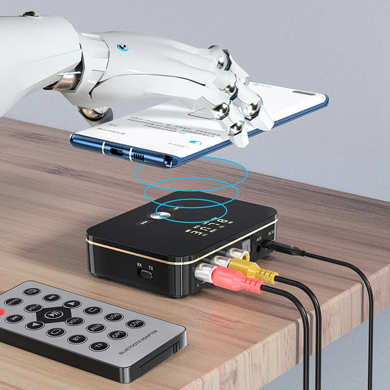 

2023 приемник передатчик 5,0 NFC стерео 3,5 мм AUX разъем RCA оптический беспроводной аудио адаптер микрофон ИК пульт дистанционного управления для ...