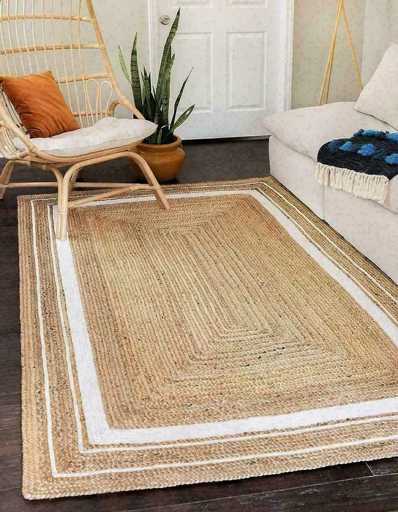 

Jute Rug Carpet Natural Jute Rug Reversible Braided Modern Rustic Look