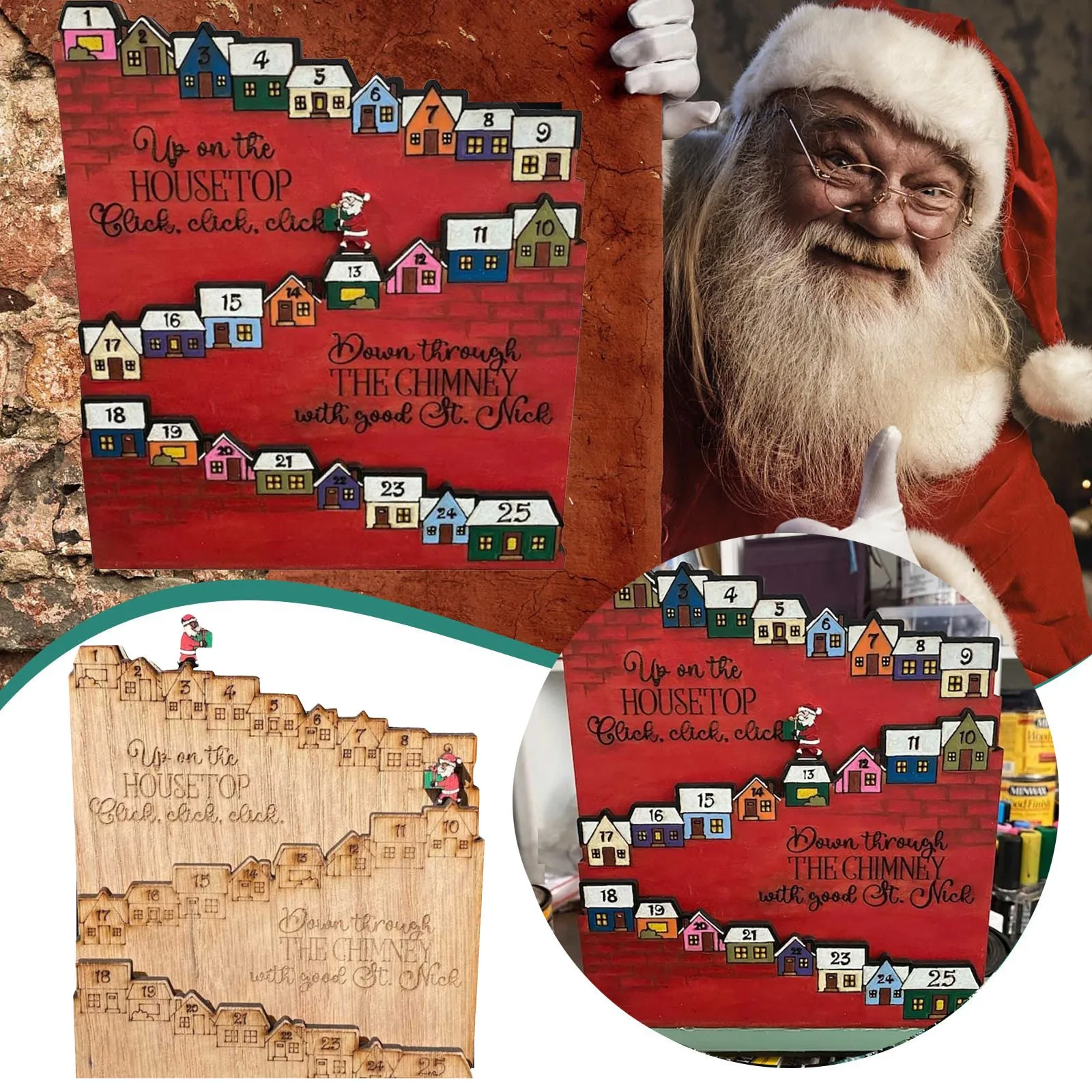 

2023 Wooden Staircase Christmas Arrival Calendar Wooden Countdown To Christmas Decoration 24 Day Christmas Countdown Sign