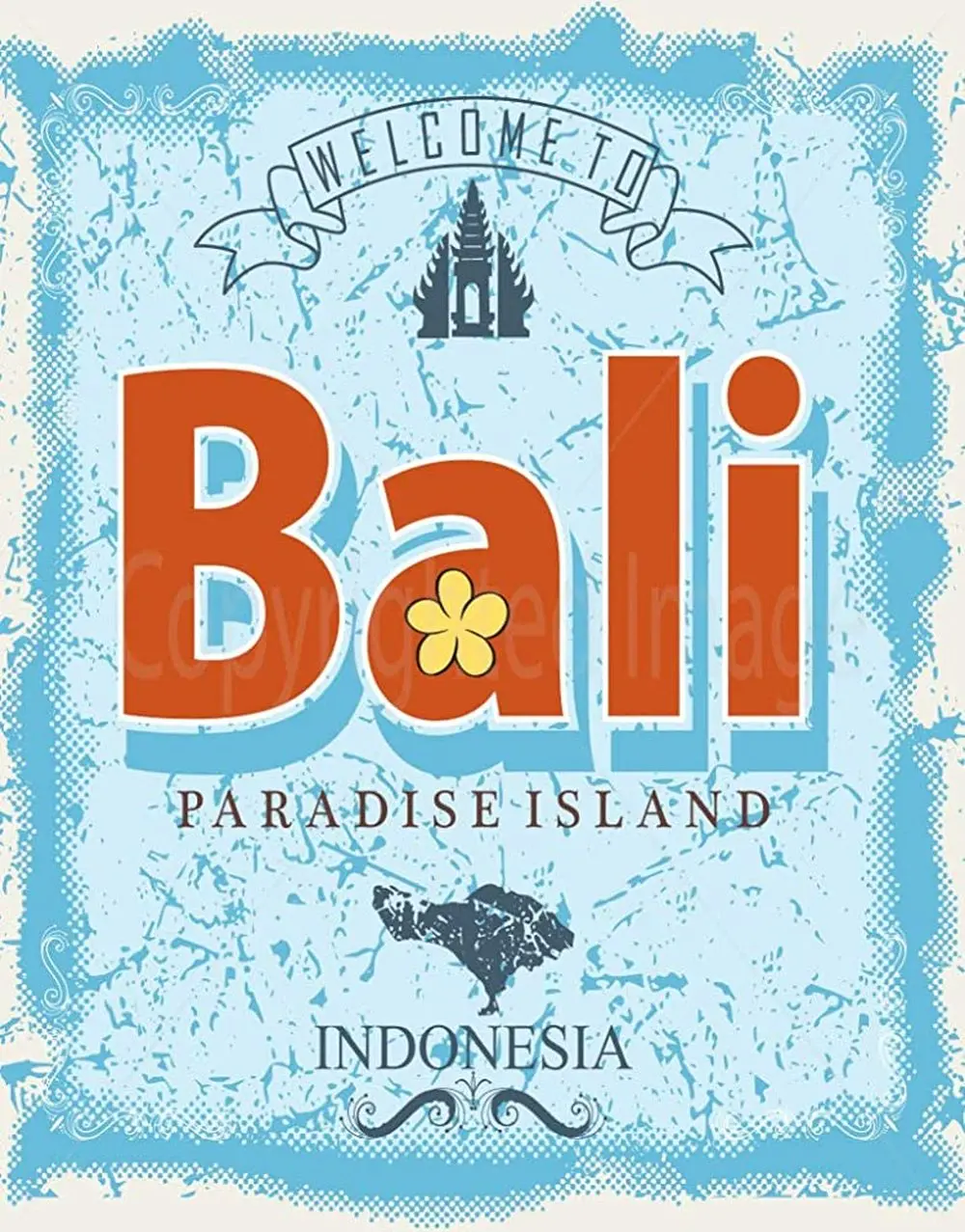 

Welcome To Bali Paradise Island Vintage Tin Sign Art Iron Painting Rusty Poster Decoration Aluminum plaque