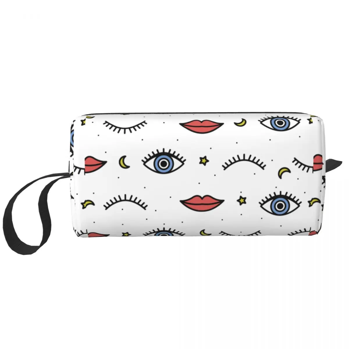 

Psychedelic Eyes With His Lips Makeup Bags Toiletry Cosmetic Bag Stylish Travel Makeup Organizer Case