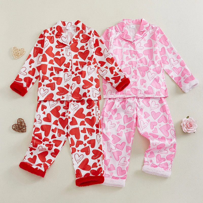Пижамный комплект Tregren для маленьких девочек на День святого Валентина топы