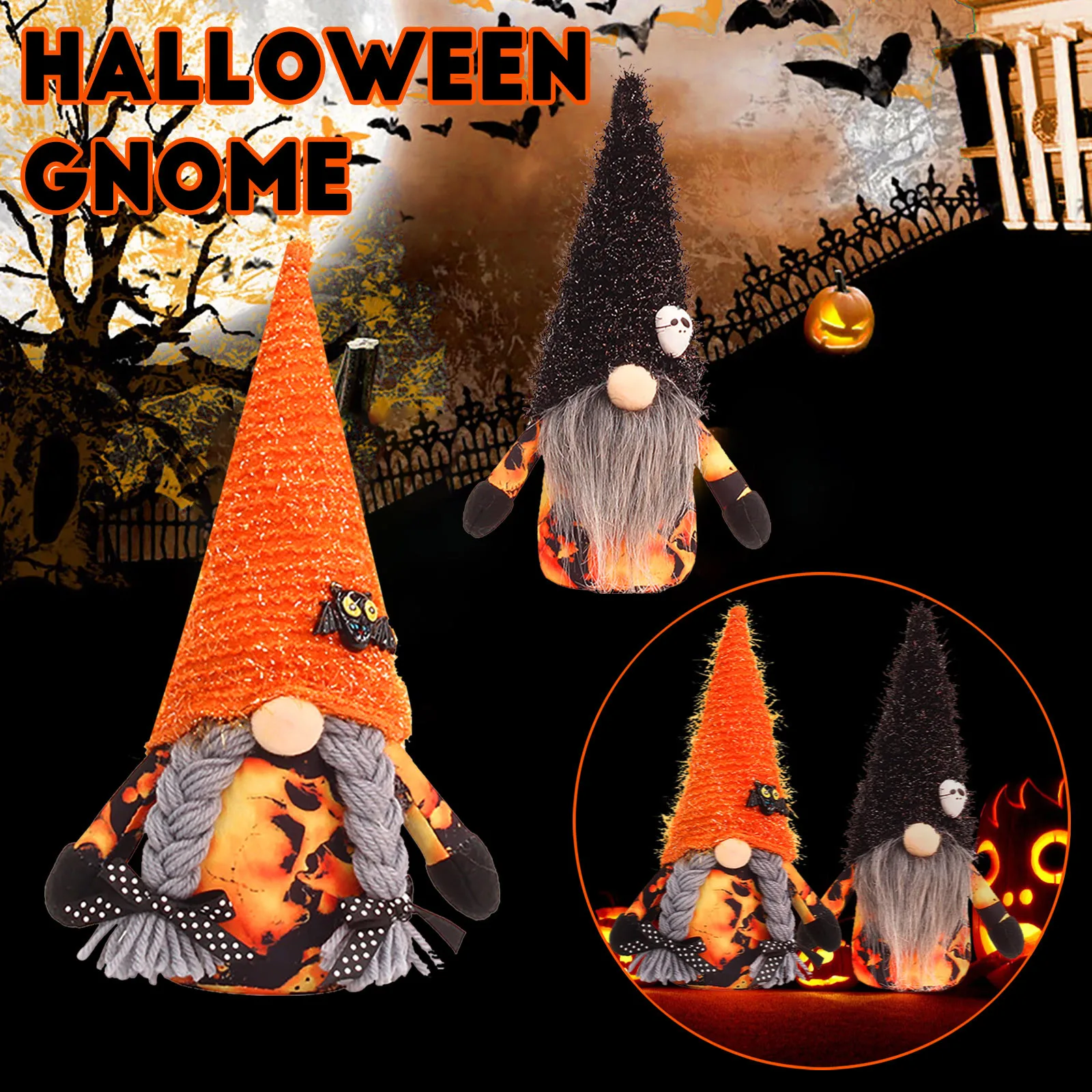 

Halloween Gnomes Decorative Ornaments Top Hat Short White & Silver Christmas Ornaments Big Gold Ornaments for Christmas Tree