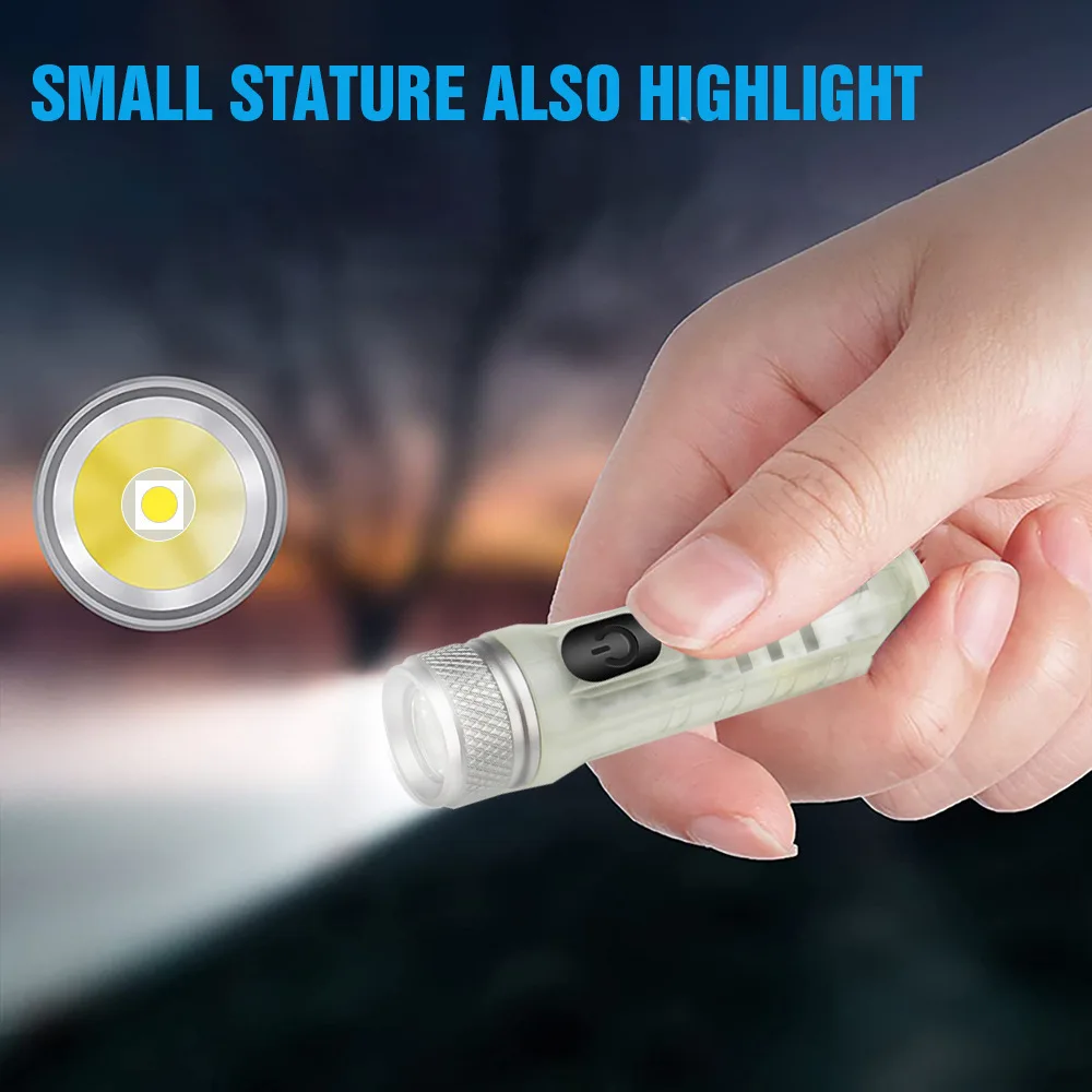 ZK50 MINI Keychain Flashlight USB C Rechargeable LED Lampwith Magnet Camping Uv Light Multifunction Portable Lighting Lights