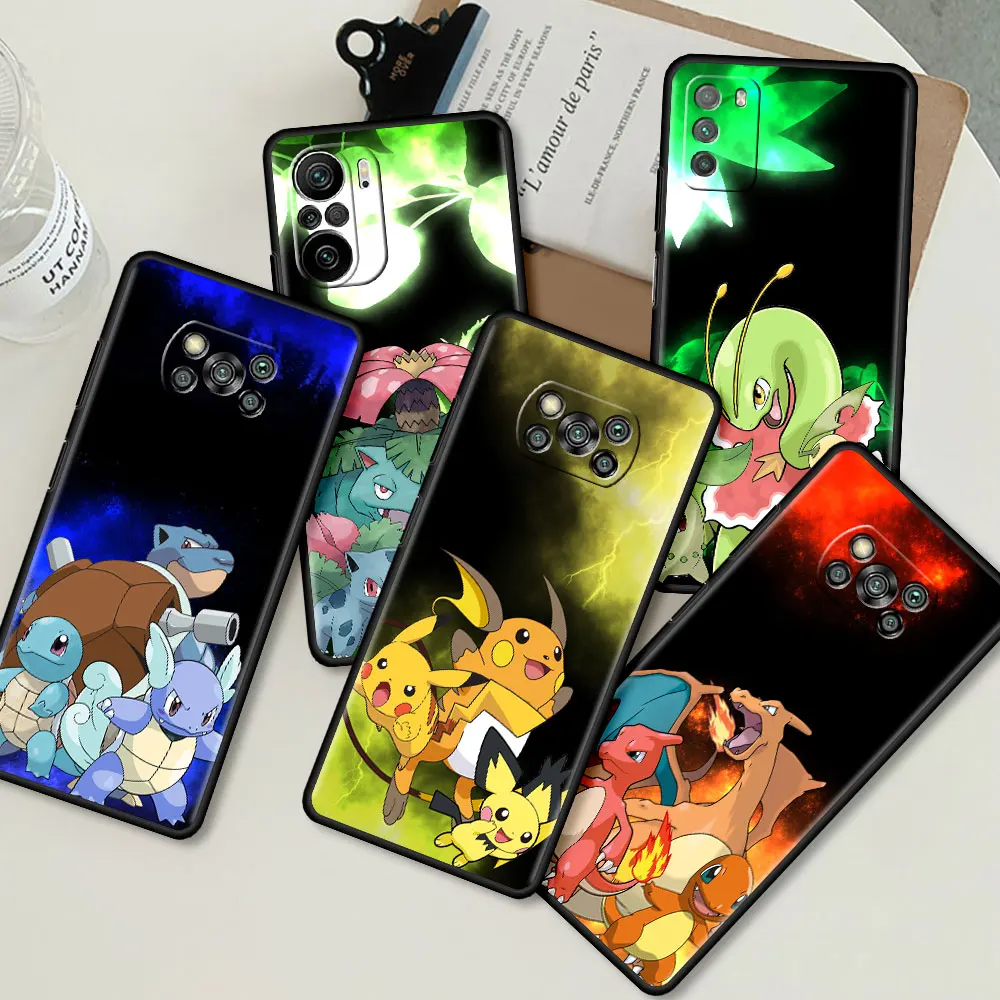 

Pokemon Cute Pikachu Case For Xiaomi Mi Poco X3 X4 NFC M3 Mi 11 11T 10 T 9T 12 9 10T Lite Silicone Back Phone Cover