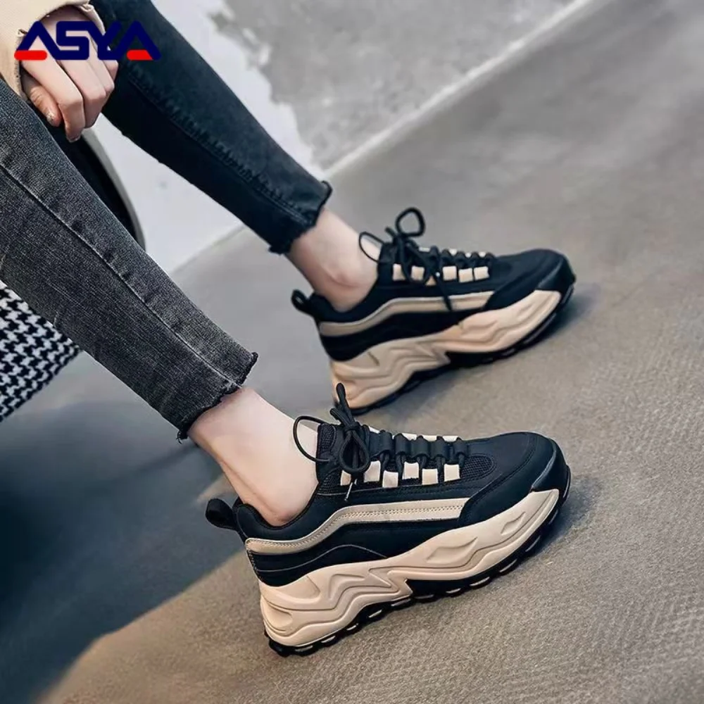 ASYAPOY Women's Platform Sneakers Flat Vulcanized Shoes Fashion Comfortable Casual Outdoor Running Shoes Female Zapatos Mujer