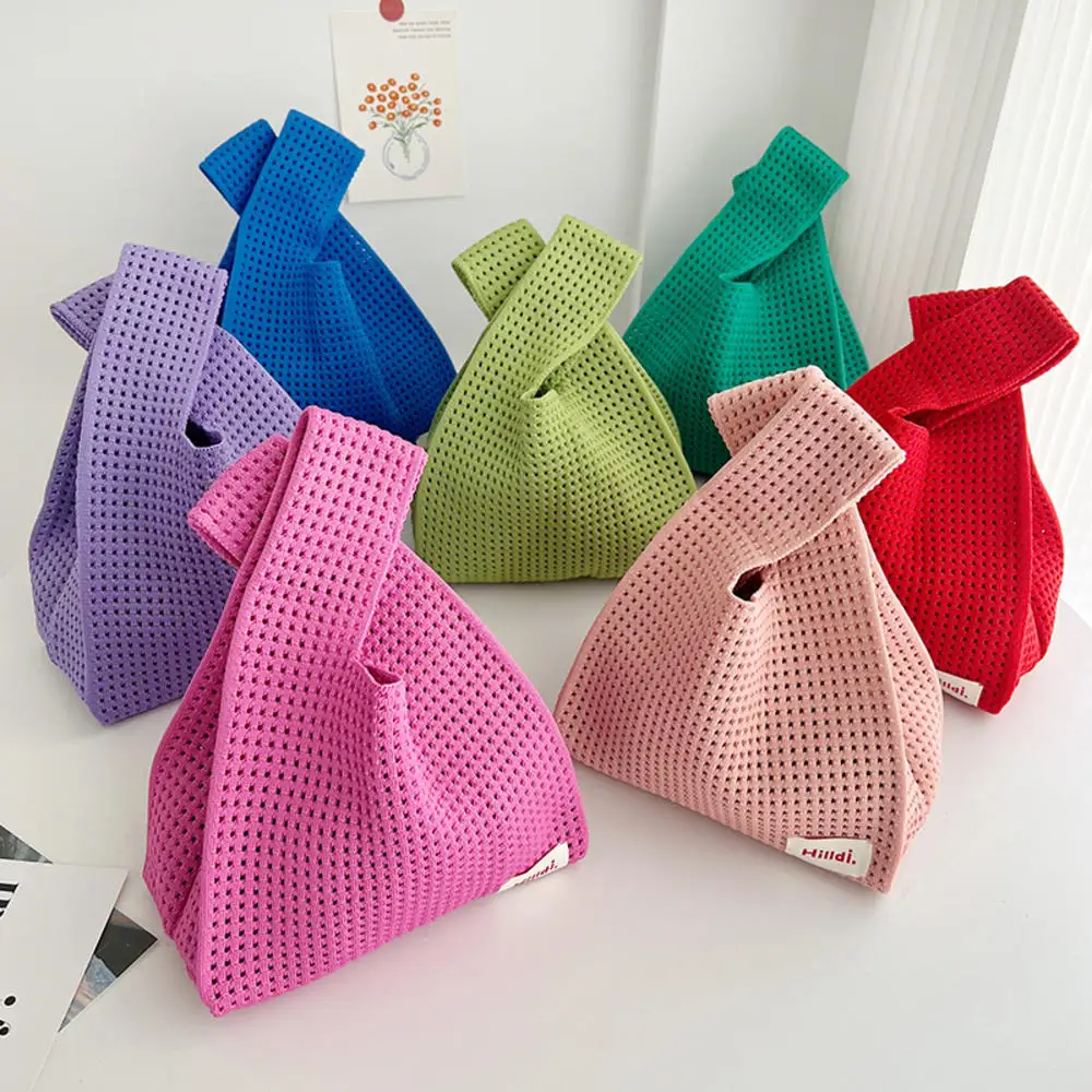 

Однотонная вязаная сумка на бретелях универсальная простая сумка Портативная Повседневная модная Персонализированная дорожная удобная сумка для покупок