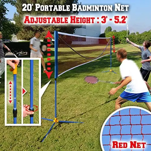 

Net Volleyball Tennis portable Net w Stand for Family Sport-20x2.5'